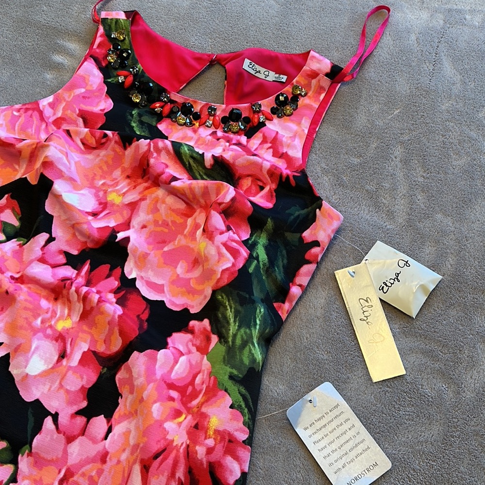 NEW Eliza J Floral A-Line Sleeveless Sheath Dress - Picture 13 of 16